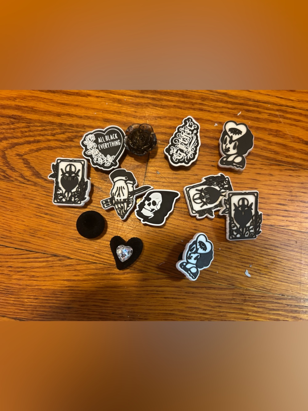 Croc Jibit Black & White Gothic Charm Set - Spider & Skull Designs